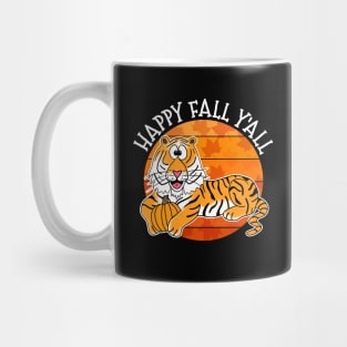 Happy Fall Y'All Tiger Autumn Thanksgiving Mug